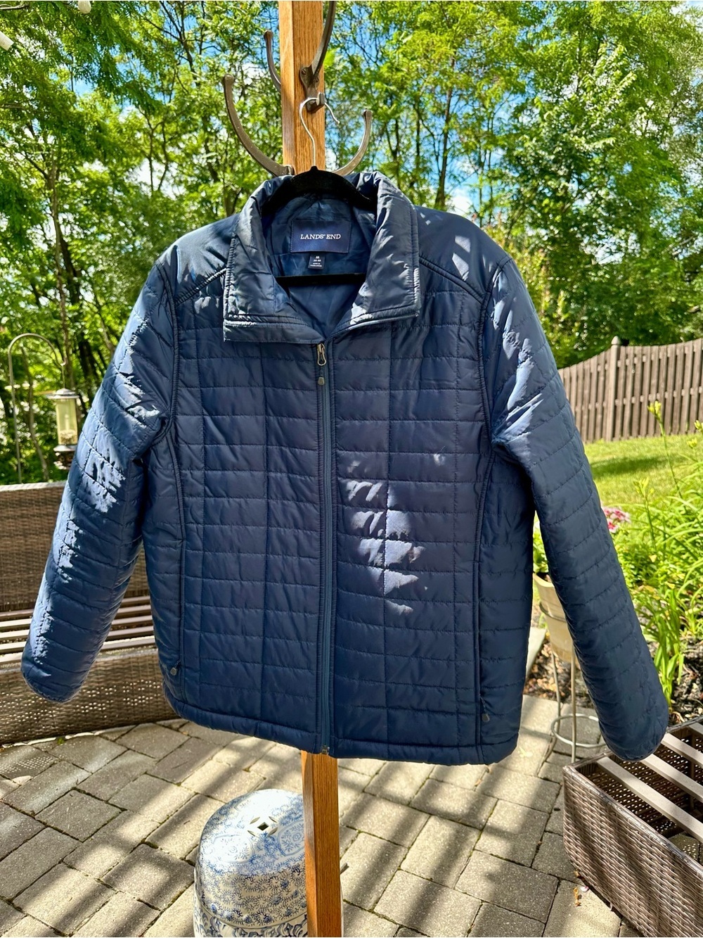 Lands’ End Mens PrimaLoft Lightweight Quilted Jacket Navy Blue Mens Medium 38 40